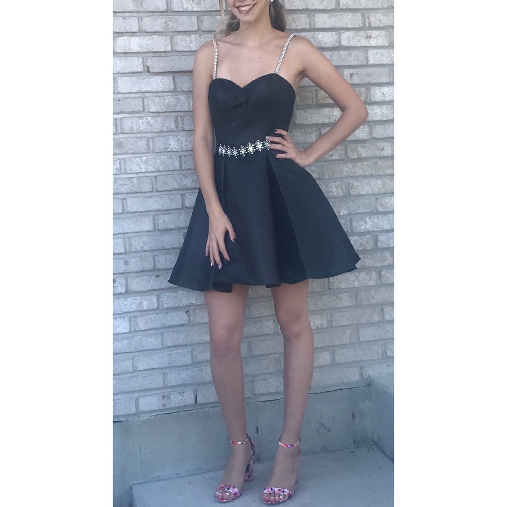Black Homecoming Dress With Beaded Straps